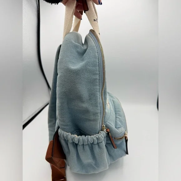 Chloé Denim Blue Backpack with Logo Straps - Picture 2 of 12